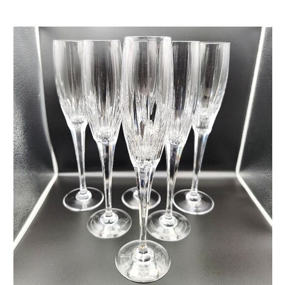 Mikasa Other - Mikasa Set of 6 Crystal Champagne Flutes Arctic Light Stemware Elegant Glasses